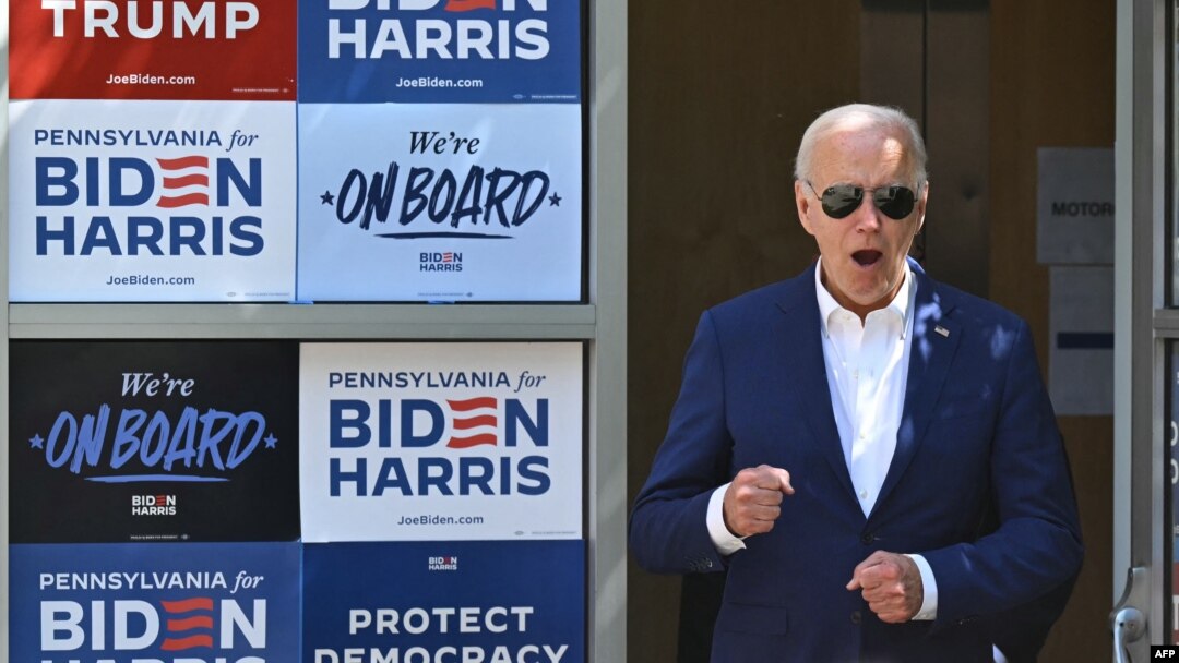 在賓夕法尼亞州哈里斯堡競選辦公室美國總統喬·拜登(Joe Biden)。 （資料照片：2024年7月7日）