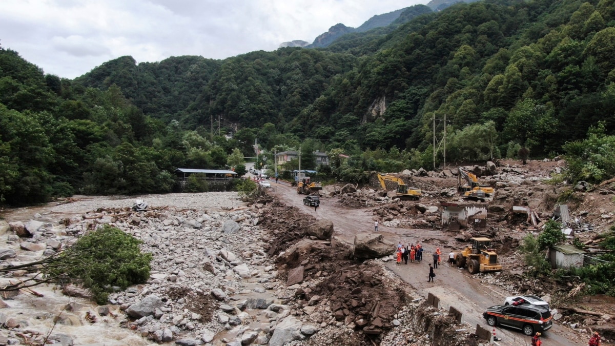 The deluge washed away houses.