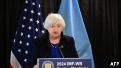U.S. Treasury Secretary Janet Yellen speaks at the World Bank headquarters in Washington, April 17, 2024.
