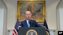 President Joe Biden speaks about ongoing debt limit talks in the Roosevelt Room of the White House, in Washington, May 17, 2023.