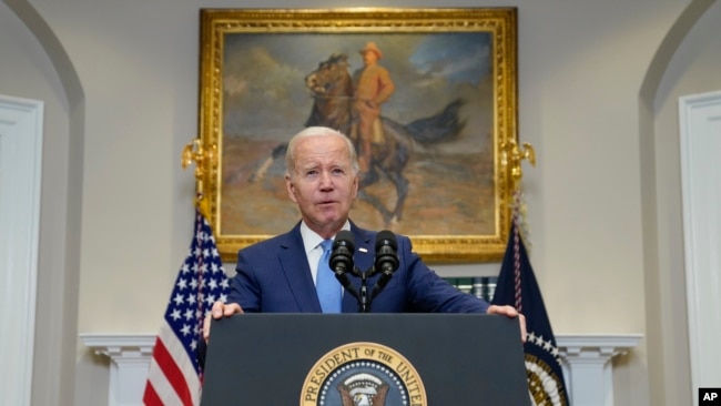 President Joe Biden speaks about ongoing debt limit talks in the Roosevelt Room of the White House, in Washington, May 17, 2023.