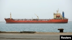 (FILE) A ship is pictured at the Red Sea port in Yemen.