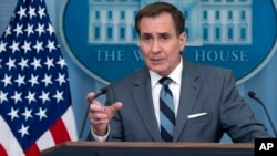White House national security communications adviser John Kirby speaks about Israel during a press briefing, March 25, 2024, at the White House in Washington.