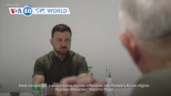 VOA60 World - Ukrainian President Volodymyr Zelenskyy visits border region near Kursk