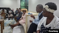 Former Zambian President Edgar Lungu with his wife Esther Lungu (to his left) at their home on Saturday when Patriotic Front (PF) senior leaders paid a courtesy call on him to show solidarity. (courtesy of PF media team)