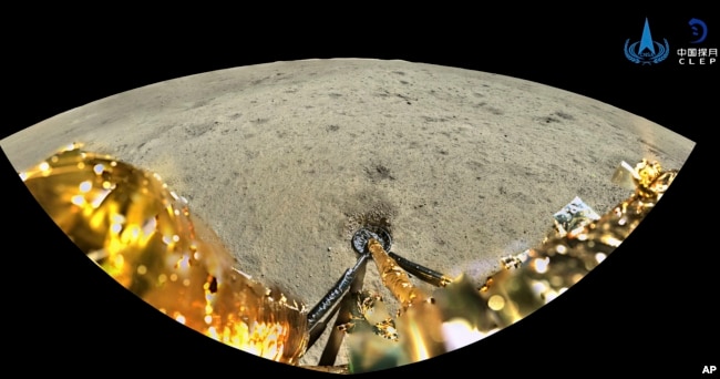 This image released by China's National Space Administration shows a moon surface taken by a panoramic camera aboard the lander-ascender combination of Chang'e-6 spacecraft after it landed on the moon, Tuesday, June 4, 2024. (CNSA/Xinhua via AP)