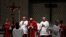 Pope Francis presides at the Good Friday Passion of the Lord service in Saint Peter's Basilica at the Vatican, April 7, 2023.