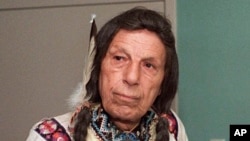 Iron Eyes Cody, the ''Crying Indian'' whose tearful face in 1970s TV commercials became a powerful symbol of the anti-littering campaign, is pictured in this 1986 photo. (AP Photo/File)