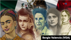Estas son algunas de las mujeres influyentes en la historia de México. Diseño: Sergio Valencia. [De izquierda a derecha aparecen Frida Kahlo, Sor Juana Inés de la Cruz, Griselda Álvarez Ponce de León, Elvia Carrillo Puerto y Josefa Ortiz de Dominguez]