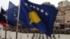 Ilustracija - zastava Kosova, Evropske unije i NATO (Photo by ARMEND NIMANI / AFP)