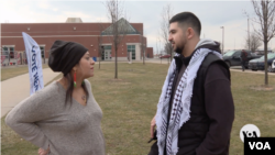Samraa Luqman removed her headscarf after becoming to afraid to wear it, while Adam Abusalah sometimes wonders if wearing the keffiyeh scarf will make him a target. Pictured in Dearborn, Michigan, Feb. 27, 2024.