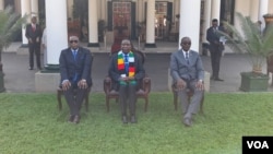 Kembo Mohadi, President Emmerson Mnanagwa and Constantino Chiwenga