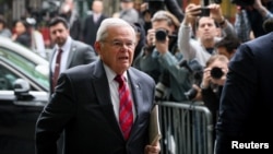U.S. Senator Robert Menendez arrives at Federal Court, for the start of his corruption trial, in New York City, May 13, 2024.