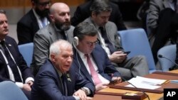 欧盟外交事务与安全政策高级代表博雷利在联合国安理会发表讲话。（2023年2月24日）
