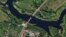 This satellite photo from Planet Labs PBC shows a destroyed bridge across the Seym River at the town of Glushkovo in Russia's Kursk region, Aug. 17, 2024. 