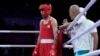 Algeria's Imane Khelif prepares to fight Italy's Angela Carini in their women's 66kg preliminary boxing match at the 2024 Summer Olympics, Aug. 1, 2024, in Paris.