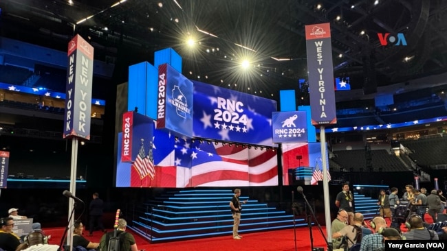 El escenario principal de la Convención Nacional Republicana acogerá a varios oradores, entre ellos el expresidente Donald Trump.