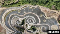 Still image from drone footage of The Starry Night nature park near Visoko, Bosnia and Herzegovina. Visoko businessman Halim Zukic created the park using 130,000 lavender bushes and other plants. (REUTERS production by Amel Emric, Branko Filipovic, Fedja Grulovic, Hedy Beloucif)