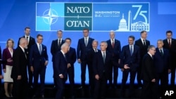 NATO leaders arrive to pose for an official photo at the NATO summit in Washington, July 10, 2024.