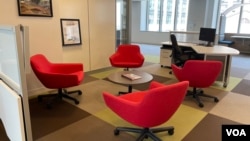 A seating and work area at the Workplace Innovation Lab located at the Washington headquarters of the U.S. General Service Administration (GSA), August 11, 2023.