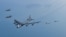 미 공군 B-52H(가운데) 전략폭격기가 한국 공군의 F-15·F-16 전투기 호위를 받으며 비행하고 있다. (자료사진=주한미군 제공)