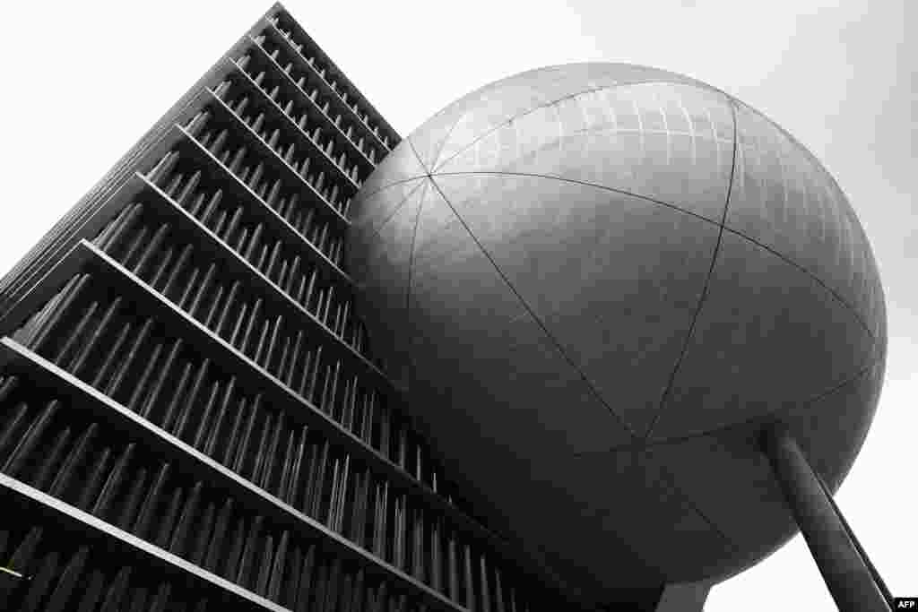 This photo shows a general view of the Taipei Performing Arts Center, designed by architects Rem Koolhaas and David Gianotten, in Taipei, Taiwan.