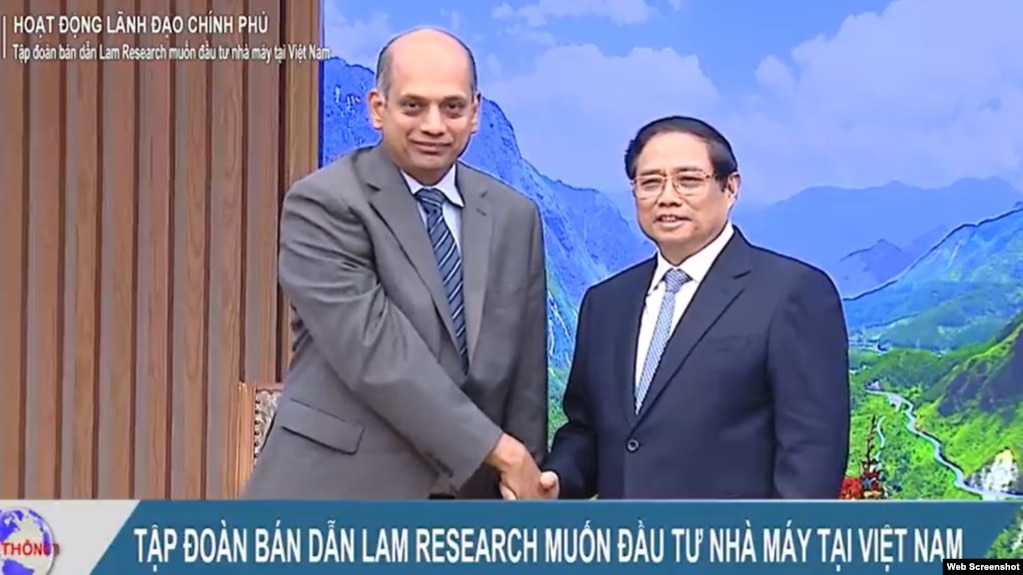Phó Chủ tịch Lam Research, Karthik Rammohan, gặp Thủ tướng Việt Nam Phạm Minh Chính ở Hà Nội, 20/3/2024 (Photo: Chinhphu.gov.vn)
