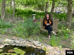 Nancy Lawson in her backyard, where she grows native plants, Sykesville, Maryland, May 10, 2023.