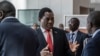 FILE - Zambian President Hakainde Hichilema, center, is pictured in Addis Ababa, Ethiopia, Feb. 19, 2023. Hichilema enacted the Access to Information law in December, 2023, more than 20 years since it was first introduced in parliament. 