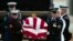 An armed forces color guard carries a casket containing the body of US Sen. Dianne Feinstein at San Francisco International Airport, Sept. 30, 2023, in San Francisco. 