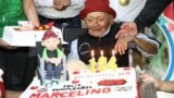 Peruvian Marcelino "Mashico" Abad smiles while celebrating his 124th birthday, as local officials claim he might be the world's oldest ever person, in Huanuco, Peru April 5, 2024. (Pension 65/Handout via REUTERS)