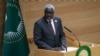 FILE - Chairperson of the African Union Commission Moussa Faki delivers a speech to the 37th Ordinary Session of the Assembly of the African Union (AU) at the AU headquarters in Addis Ababa on February 17, 2024.