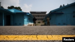 한국 측에서 바라보는 판문점의 모습.