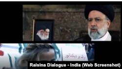 تصویر ۲ ثانیه‌ای از رئيسی و گیس‌بری زن معترض در ویدیوی تبلیغی گردهمائی «دیالوگ رائیسینا» هندوستان