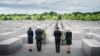 French President Emmanuel Macron, German President Frank-Walter Steinmeier and first ladies Brigitte Macron and Elke Buedenbender visit Berlin's Holocaust Memorial dedicated to the six million Jews murdered by the Nazis, in Berlin, May 27, 2024.