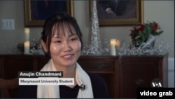 Anujinj Chadmani, Mahasiswa Marymount University. (VOA/videograb)