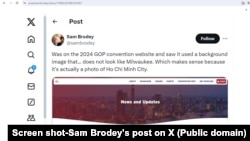 Ảnh chụp màn hình bài đăng của phóng viên Sam Brodey trên X hôm 4/6/2024.