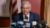 Sen. Bob Menendez speaks during a news conference in Union City, New Jersey, Sept. 25, 2023. Menendez defiantly pushed back against federal corruption charges leveled against him and pledged to remain in Congress.