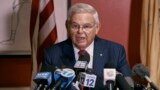 Sen. Bob Menendez speaks during a news conference in Union City, New Jersey, Sept. 25, 2023. Menendez defiantly pushed back against federal corruption charges leveled against him and pledged to remain in Congress.