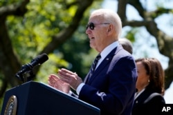 President Joe Biden speaks in the Rose Garden of the White House in Washington, May 25, 2023.