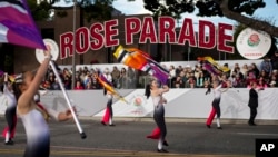 The Toho marching band from Nagoya, Japan, performs at the 135th Rose Parade in Pasadena, Calif., Jan. 1, 2024. 