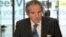 Director General of the International Atomic Energy Agency (IAEA) Rafael Grossi speaks to the media upon returning from his official visit to the Islamic Republic of Iran, on May 7, 2024, at the Vienna airport in Vienna, Austria. 