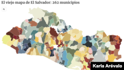 Antes de la reforma al Código Electoral, el mapa de El Salvador consistía en 262 municipios. Fotografía Voz de América.