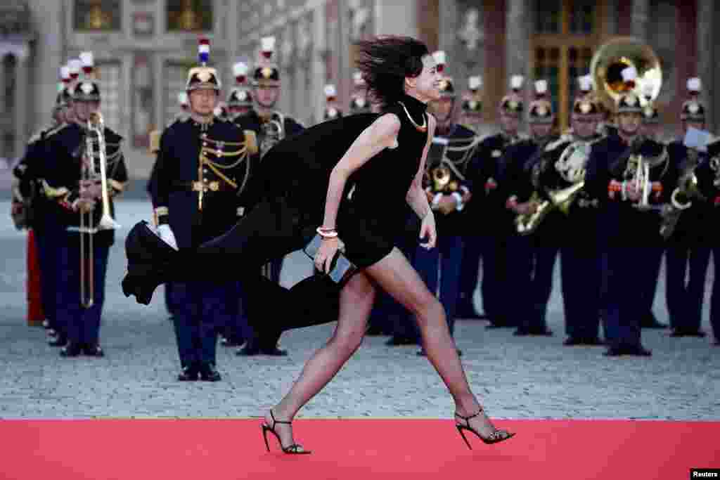 Charlotte Gainsbourg arrives to attend a state dinner in honor of Britain&#39;s King Charles and Queen Camilla at the Chateau de Versailles (Versailles Palace) in Versailles, near Paris, on the first day of their State visit to France.