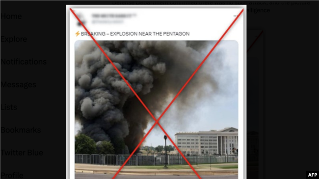 Screenshot AFP, Fake Pentagon explosion image