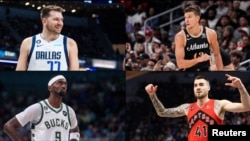 Luka Dončić (Dalas), Bogdan Bogdanović (Atlanta), Bobi Portis (Milvoki) i Huančo Ernangomez (Foto: Reuters/USA Today Sports)