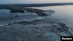 ယူကရိန်းနိုင်ငံတောင်ပိုင်း Kherson မြို့အနီးက ပေါက်ကွဲမှုဖြစ်ပွားခဲ့တဲ့ Nova Kakhovka ရေကာတာကြီး (ဇွန် ၆၊ ၂၀၂၃)