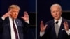 FILE - This combination of photos show President Donald Trump, left, and former Vice President Joe Biden during the first presidential debate in Cleveland, Sept. 29, 2020.