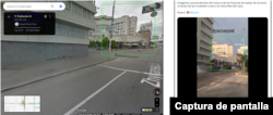 Comparación de Street View de Google con una captura del clip viral.