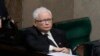 FILE - Jaroslaw Kaczynski, the leader of Poland's ruling party, listens during a parliament vote in Warsaw on Aug. 17, 2023. The Law and Justice party is seeking an unprecedented third term in the October 15 election.